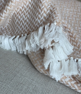 Kašmírová deka bielo-bledohnedá